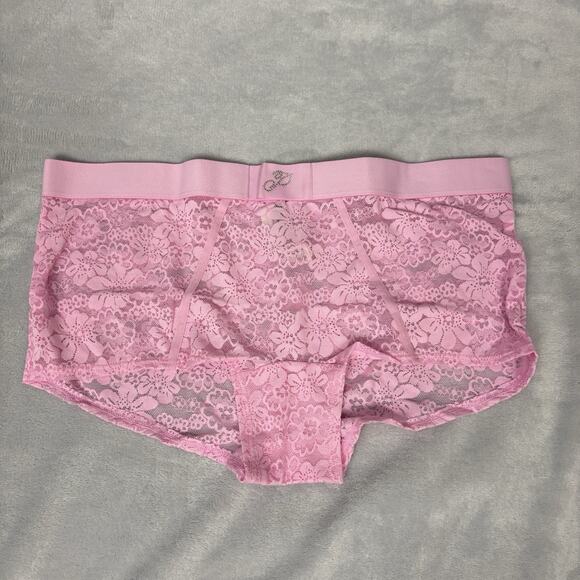 Victoria's Secret PINK BoyShort Boxer Lace Rhinestone Light Pink size Large - Picture 1 of 7